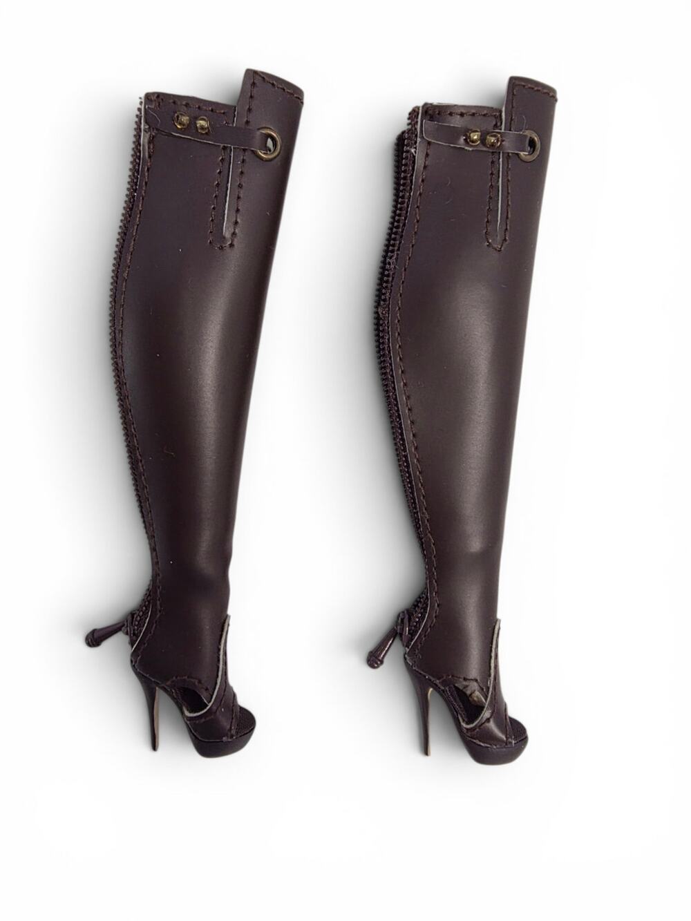 Pre-owned Fashion Royalty Integrity Doll Brown Boots Peep Toe Stilleto Shoes